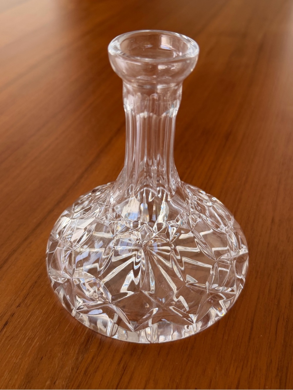 Vintage Cut Crystal ships Decanter Pinwheel Starburst Glass Barware No Stopper